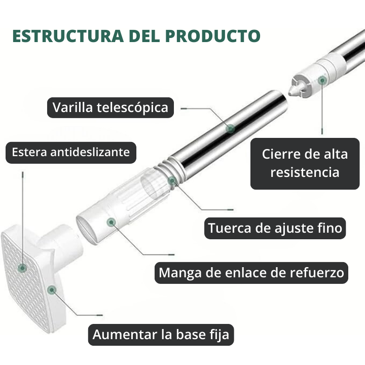 Barra telescópica ajustable y multifuncional sin perforación, que se extiende hasta 160 cm