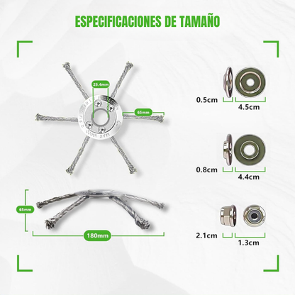El cabezal del cortacésped tiene 6 ramas tejidas con alambre de acero resistente