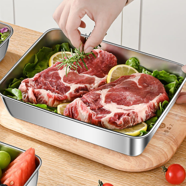 Cajas para alimentos de acero inoxidable 304 (25 x 19,5 x 5 cm) (TT)