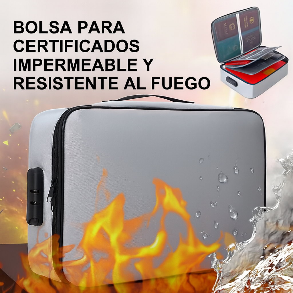 Bolsa de Documentos Premium – Ignífuga, con Cerradura de 3 Dígitos, Máxima Tranquilidad