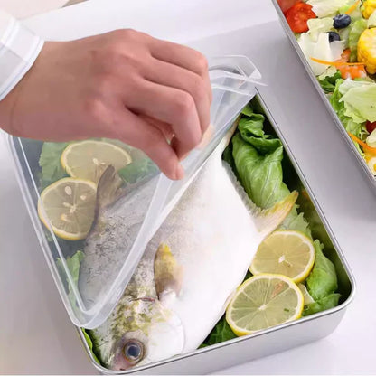 Conjunto de 3 caixas de alimentos em aço inoxidável