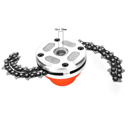 Cabezal de cadena para cortar césped, súper resistente y potente – elimina la hierba de raíz