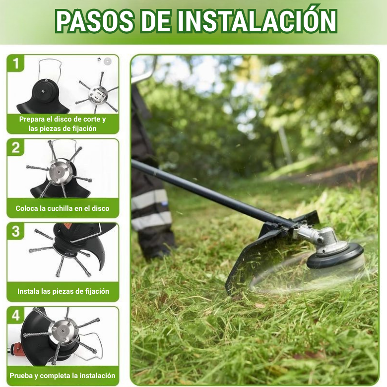 El cabezal del cortacésped tiene 6 bordes de acero inoxidable (Accesorios incluidos)