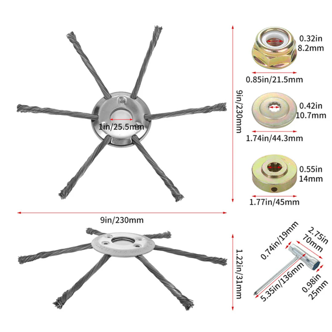 El cabezal del cortacésped tiene 6 bordes de acero inoxidable