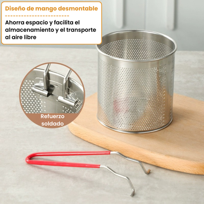 Olla multifuncional para freír en profundidad con cesta resistente de acero inoxidable 304