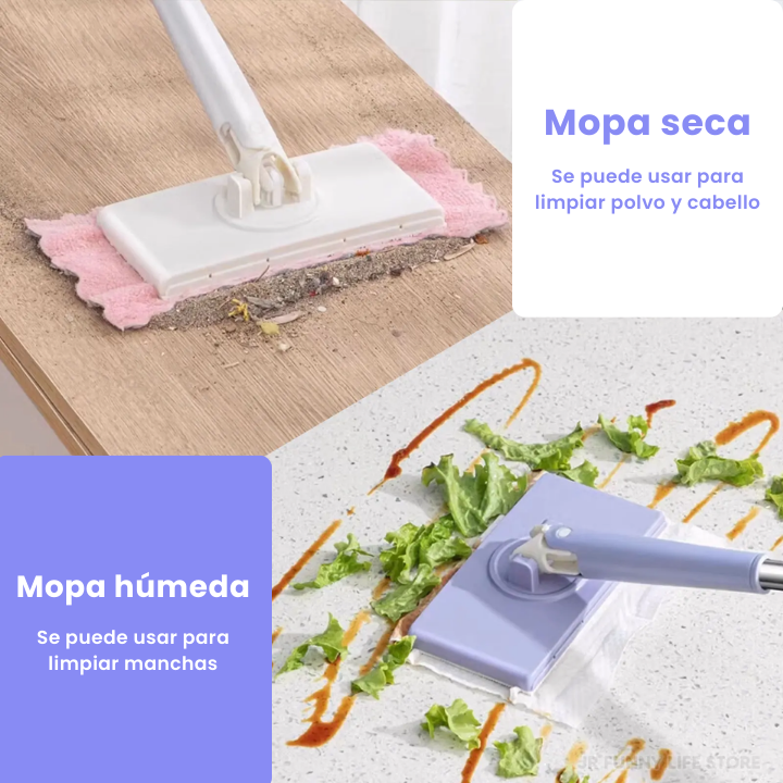 Mini Mop con Cambio de Paño, Diseño de Mango de Empujar-Tirar con Toalla Desechable