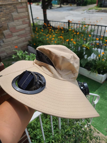 70% DE DESCUENTO | Sombrero Solar con Ventilador – Frescor Manos Libres y Protección UV 360°