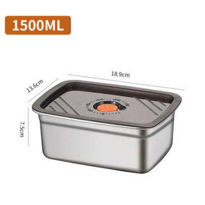 Recipiente Grande Para Alimentos Al Vacío De Acero Inoxidable Antibacteriano De 1500ml (19 x 14 x 8cm)