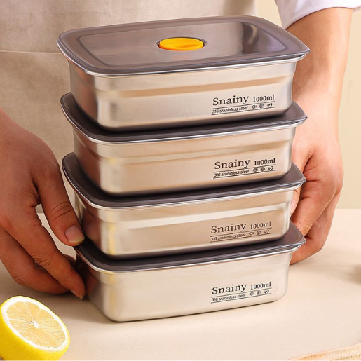 Caixa de comida a vácuo de aço inoxidável antibacteriano 316 (19x3,5x5,5cm)✨