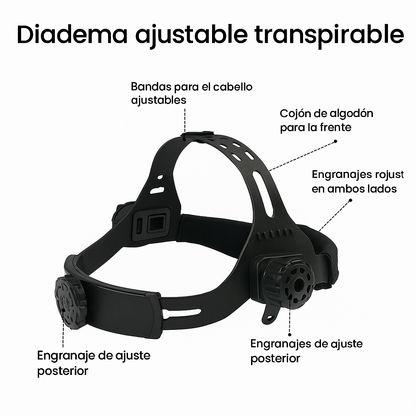 Máscara de Soldadura Automática Oscurecible Premium con Luz LED, Ligera de Cabeza, Protección Ocular Total