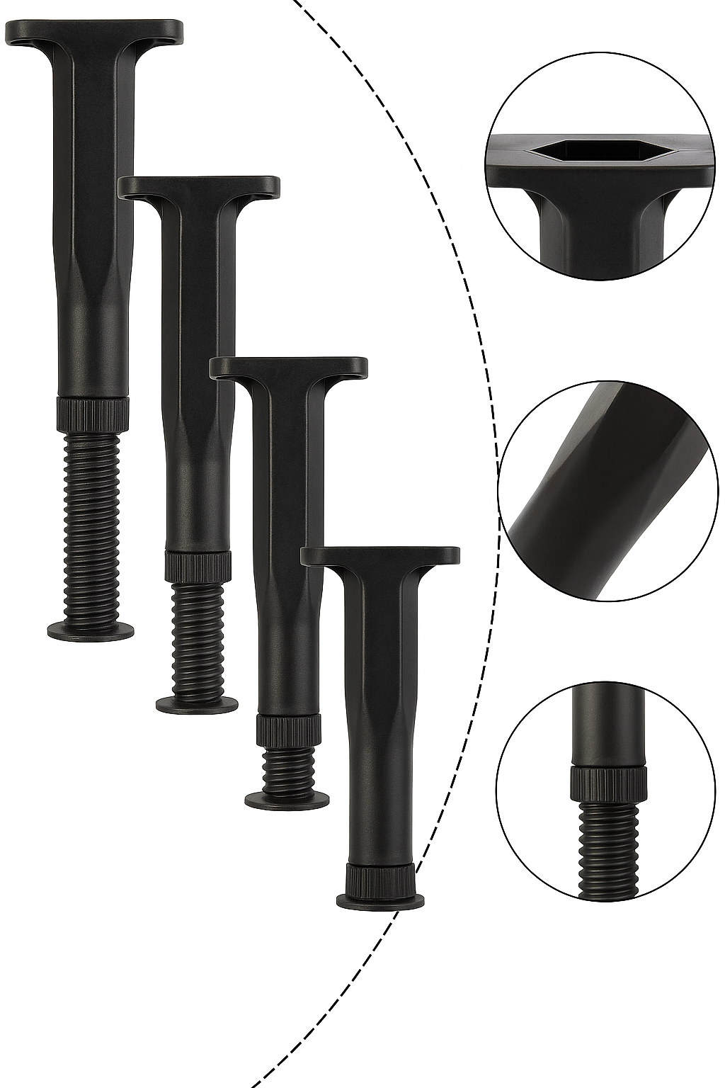 Patas Ajustables de Alta Resistencia (21-38cm) – Gira y nivela en segundos