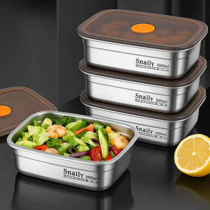 Recipiente para alimentos de acero inoxidable 316 con tapa al vacío (20* 14 * 6 cm)