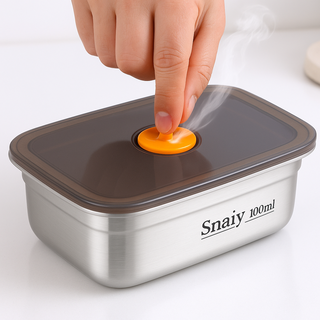 Recipiente para alimentos de acero inoxidable 316 con tapa al vacío (20* 14 * 6 cm)