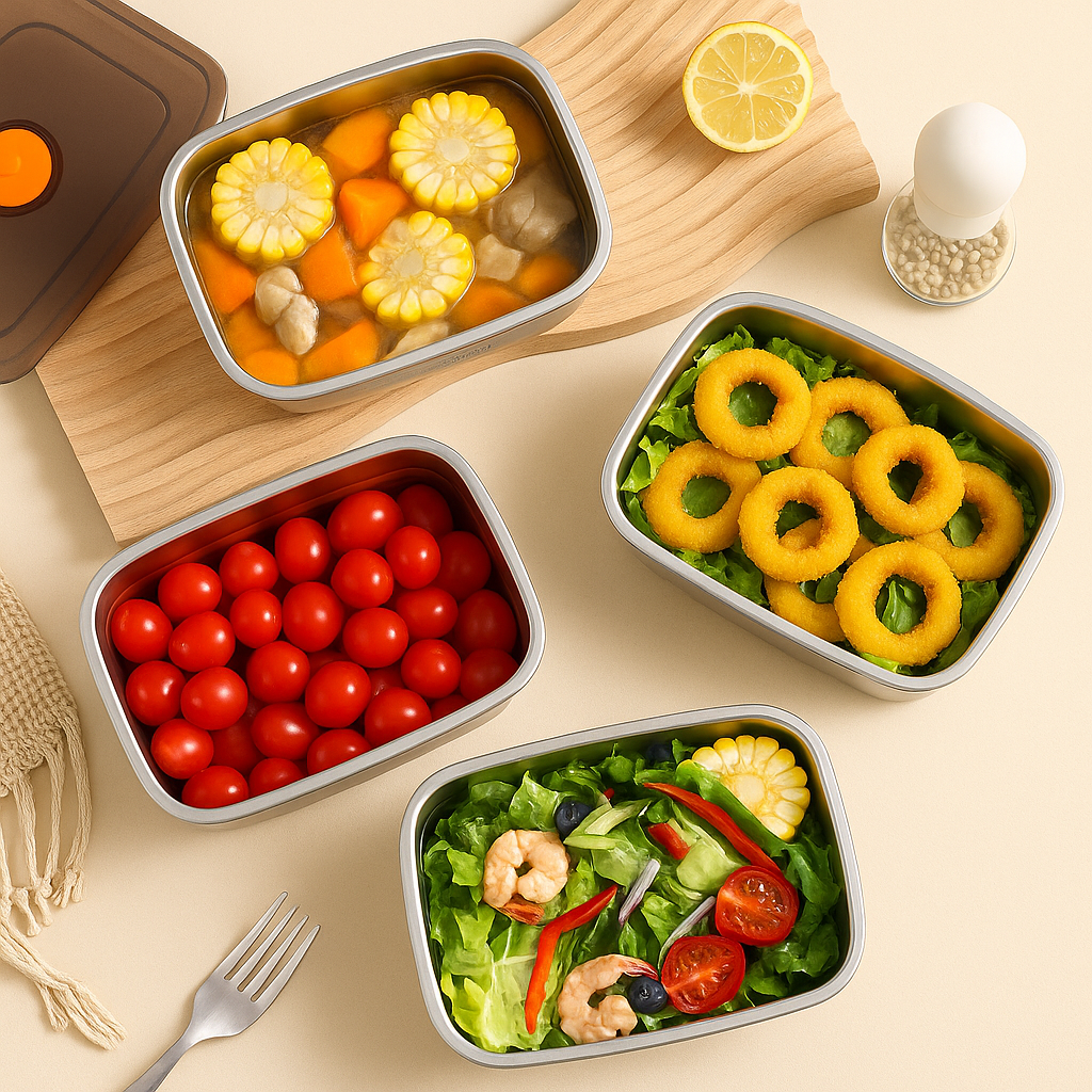 Recipiente para alimentos de acero inoxidable 316 con tapa al vacío (20* 14 * 6 cm)