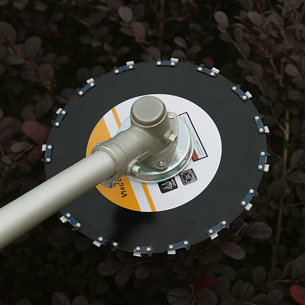 Lâmina de corte de relva multifuncional com corrente – Corta relva, arbustos e até madeira