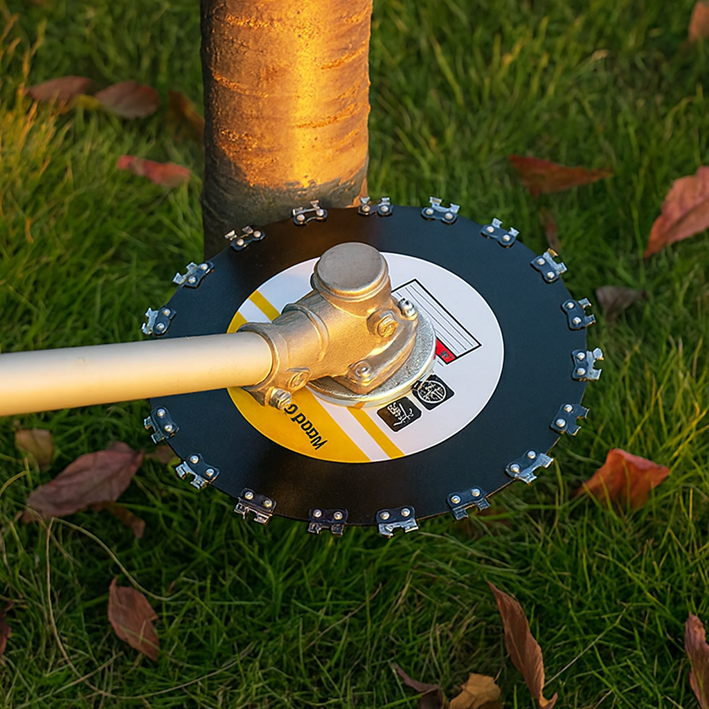 Lâmina de corte de relva multifuncional com corrente – Corta relva, arbustos e até madeira