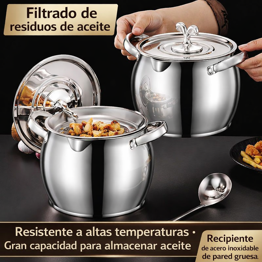 70% DE DESCUENTO | Jarra Filtradora de Aceite de Acero Inoxidable SUS304 (1500 ML)