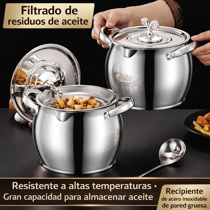 70% DE DESCUENTO | Jarra Filtradora de Aceite de Acero Inoxidable SUS304 (1500 ML)