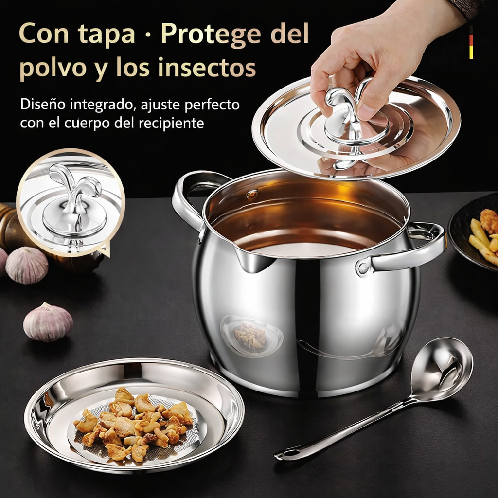 70% DE DESCUENTO | Jarra Filtradora de Aceite de Acero Inoxidable SUS304 (1500 ML)