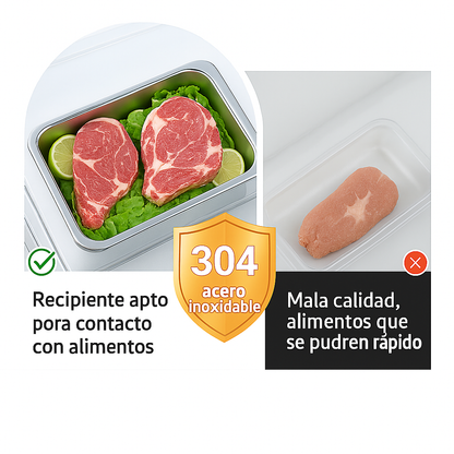 Bandeja de Acero Inoxidable 304 con Tapa Hermética (2.1 L) | ¡70% DE DESCUENTO!