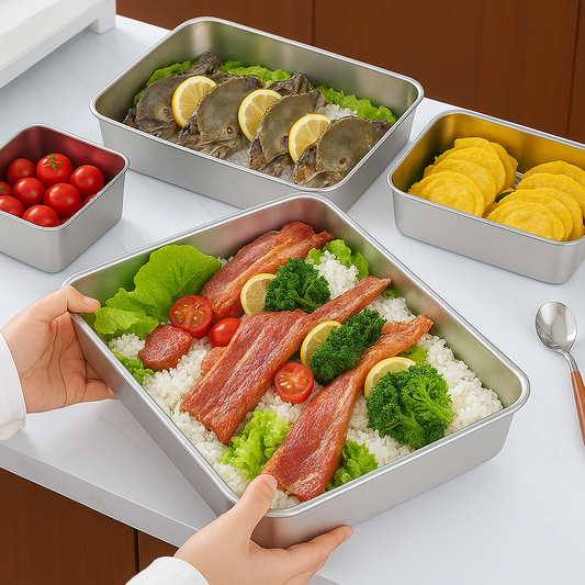 🌈 Caja de alimentos de acero inoxidable 304 (25*20*6 cm)