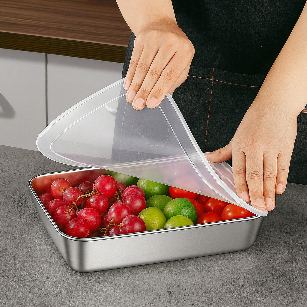 Recipiente de Aço Inoxidável 304 – Conserva o frescor por até 1 mês | 70% DE DESCONTO!