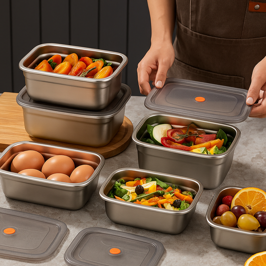 Contenedor de alimentos duradero de acero inoxidable 316 (19 x 13,5 x 5,5 cm)
