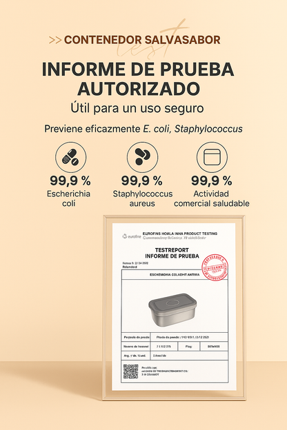 Recipiente para alimentos de acero inoxidable 316 con tapa al vacío (20* 14 * 6 cm)