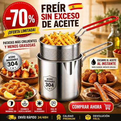 70% DE DESCUENTO | Sartén Multifuncional De Acero Inoxidable 304, Sartén Con Filtro Para Ahorrar Aceite