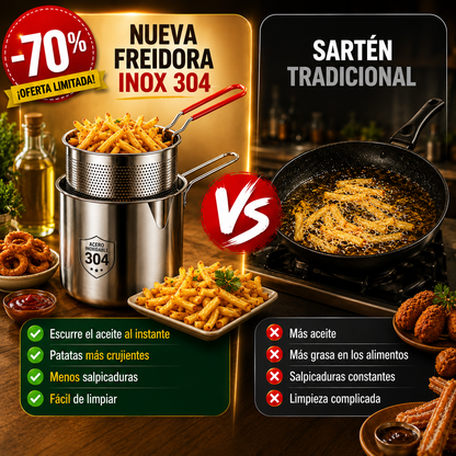70% DE DESCUENTO | Sartén Multifuncional De Acero Inoxidable 304, Sartén Con Filtro Para Ahorrar Aceite