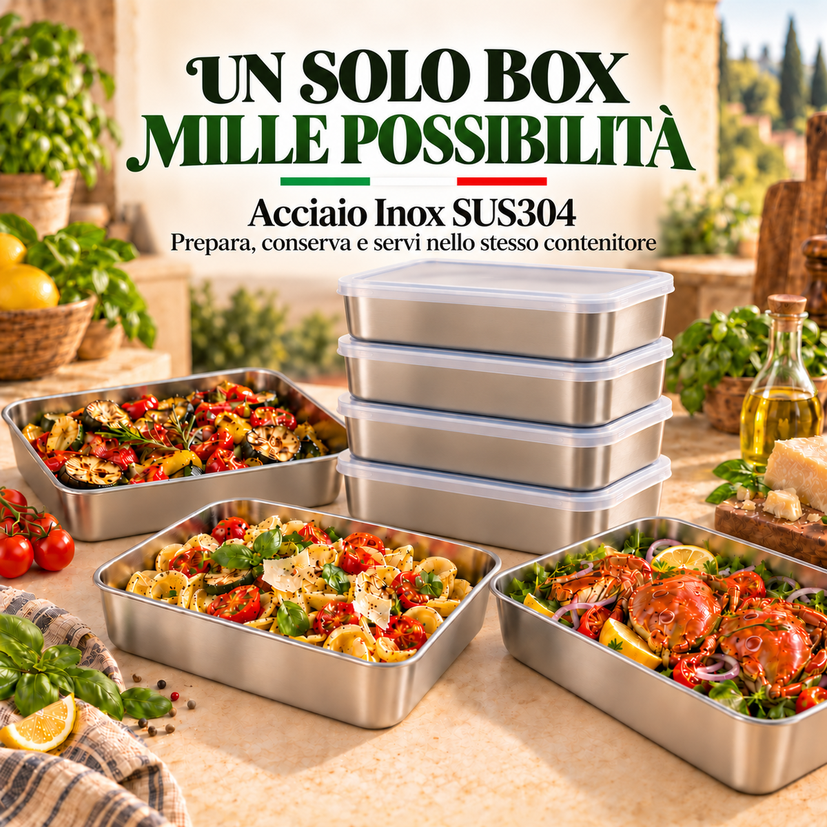 70% DE DESCUENTO | Caja De Alimentos De Acero Inoxidable 304 (25 x 20 x 6 cm)