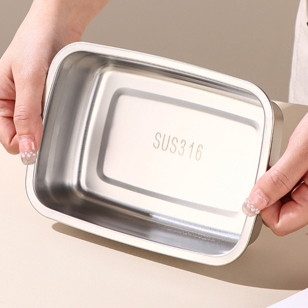 Caja De Comida Al Vacío De Acero Inoxidable Antibacteriana 316 (19 x 13.5 x5.5 cm)