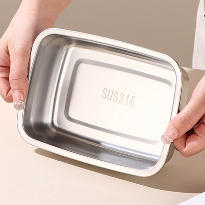 Caja De Comida Al Vacío De Acero Inoxidable Antibacteriana 316 (19 x 13.5 x5.5 cm)