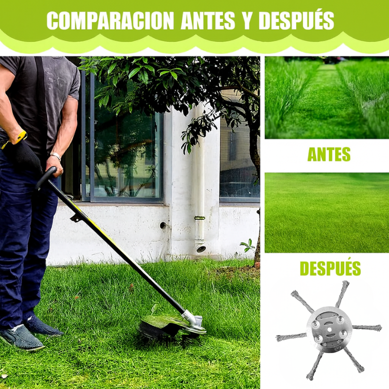 Cabezal de Cortacésped con 6 Brazos de Alambre de Acero Resistente