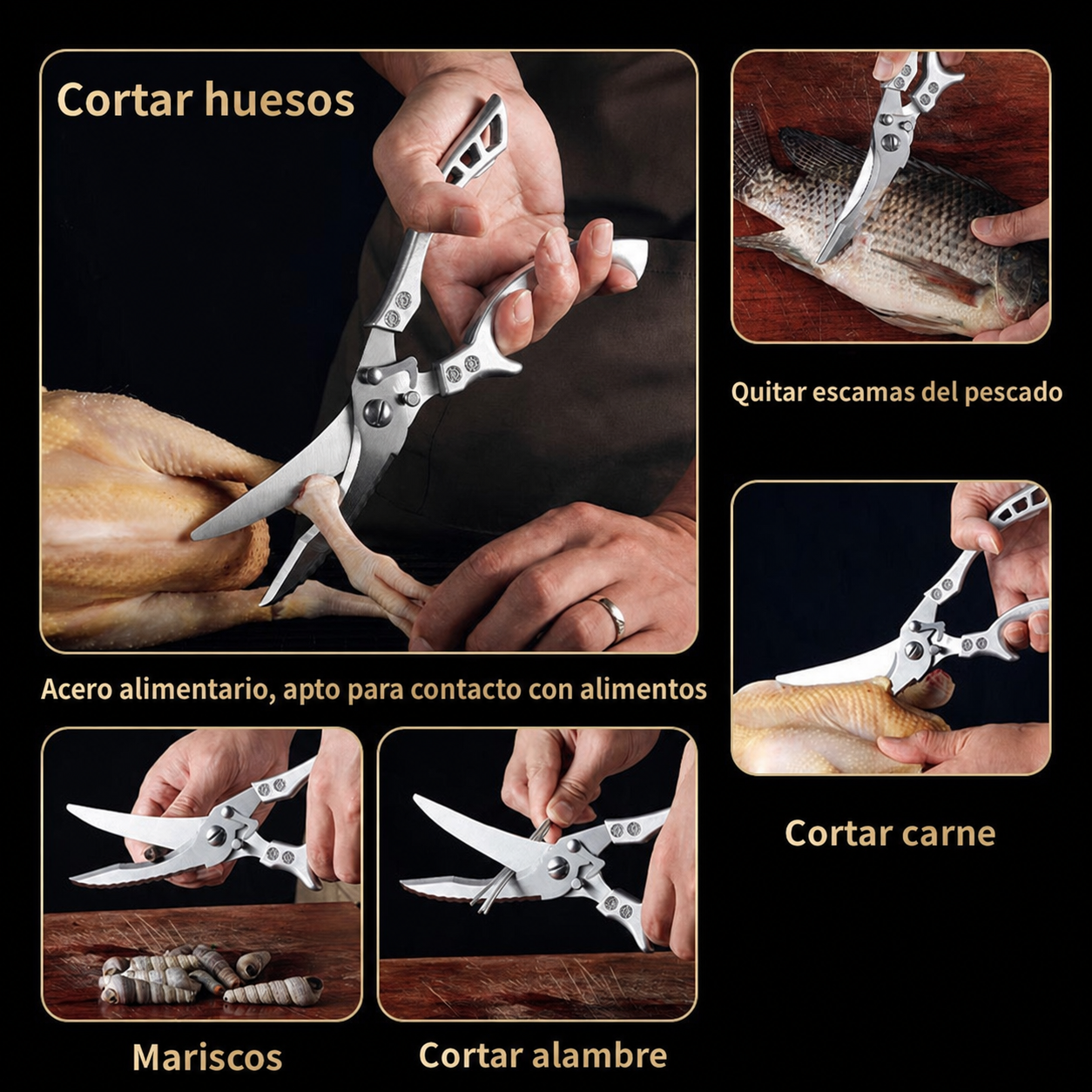 ✄Tijeras de Cocina de Alta Resistencia con Hoja Dentada ✄