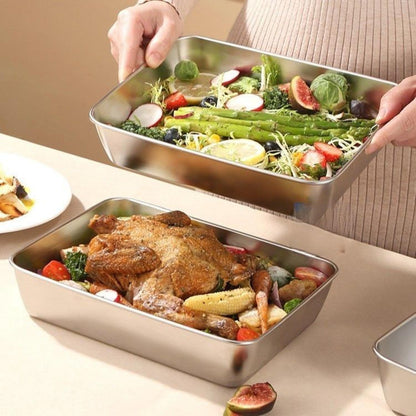 Juego De 2 Cajas Para Tapa De Bandeja De Servicio De Acero Inoxidable.