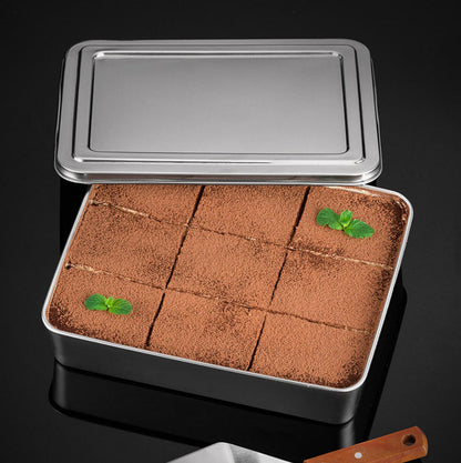 Contenedor de alimentos de acero inoxidable 304 (22 x 15 x 6 cm) con tapa de acero inoxidable