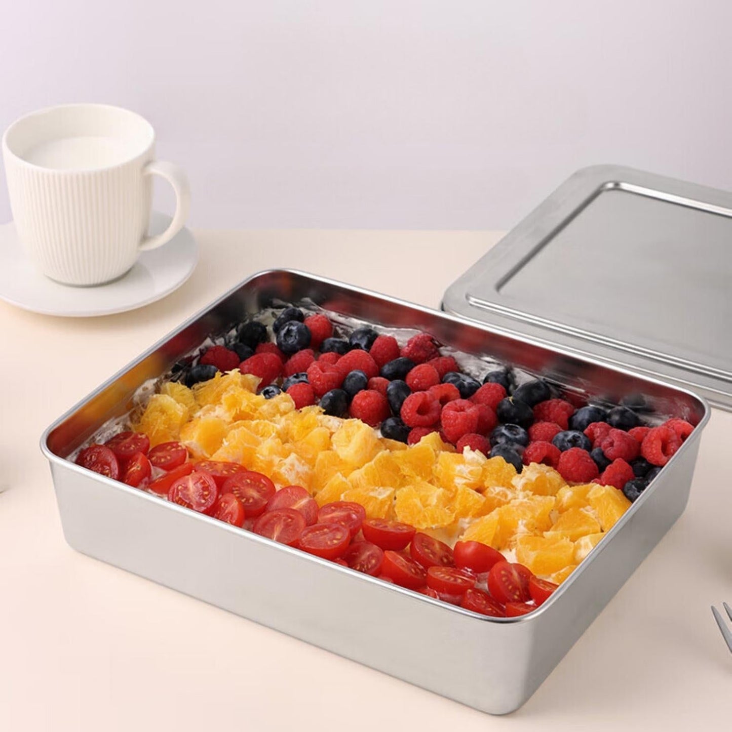 Juego De 2 Cajas Para Tapa De Bandeja De Servicio De Acero Inoxidable.