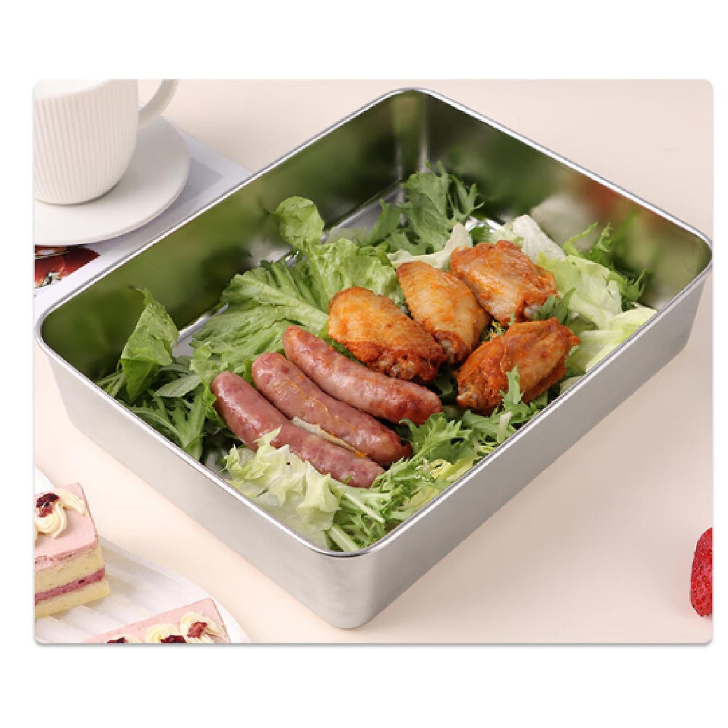 Juego De 2 Cajas Para Tapa De Bandeja De Servicio De Acero Inoxidable.