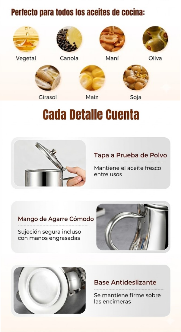 70% DE DESCUENTO | Botella de aceite de acero inoxidable 304 con filtro, especial para cocina