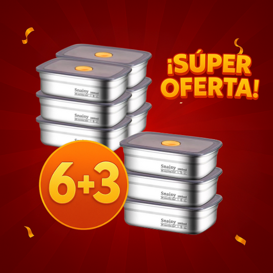 🇪🇸 (Compra 6 + 3 gratis) Recipientes para alimentos de acero inoxidable alemán 316 con tapa al vacío