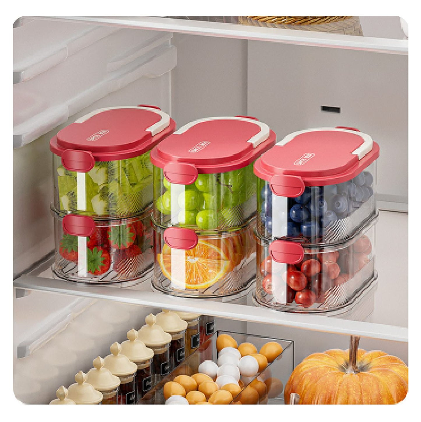 Caja de condimentos de varias capas con tapa hermética, apilable (L)