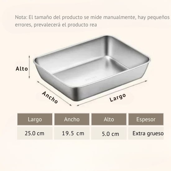 Juego de 3 cajas de acero inoxidable para alimentos (25 x 20 x 6 cm)(T)