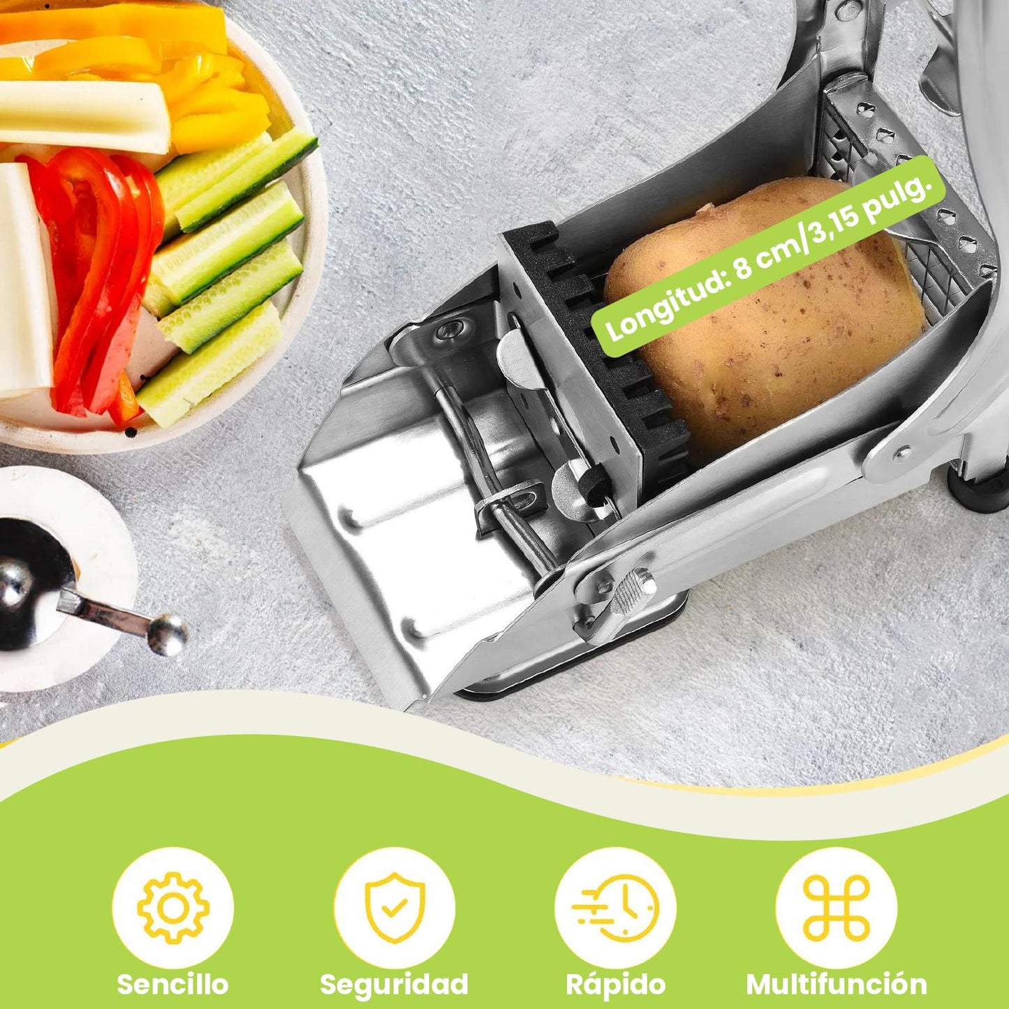 Cortador De Patatas Y Verduras De Acero Inoxidable