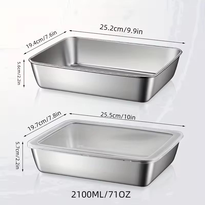 Bandeja de Acero Inoxidable 304 con Tapa Hermética (2.1 L) | ¡70% DE DESCUENTO!