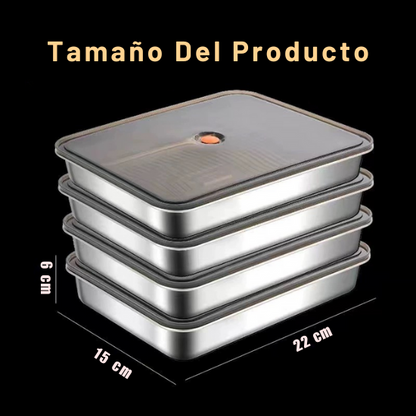 Recipiente hermético multifuncional en acero inoxidable 304 (22 x 15 x 6 cm)