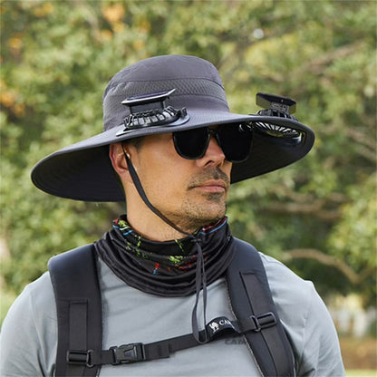 70% DE DESCUENTO | Sombrero Solar con Ventilador – Frescor Manos Libres y Protección UV 360°