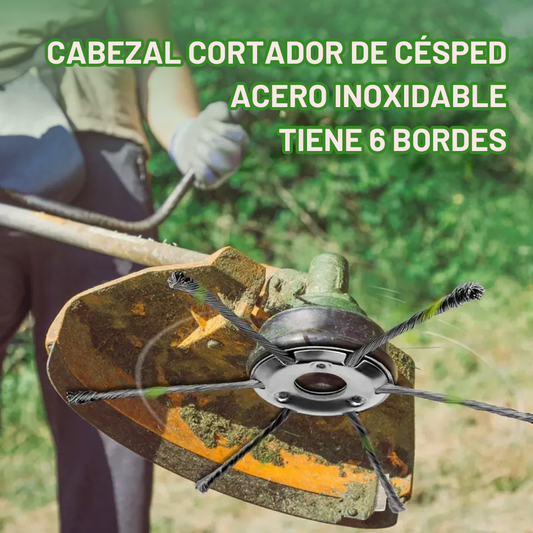 El cabezal del cortacésped tiene 6 bordes de acero inoxidable