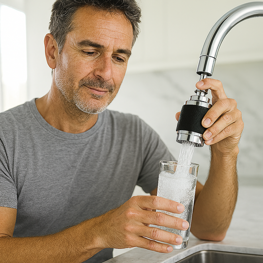 Grifo con filtro de agua, de acero inoxidable, de alta presión, con 3 modos y rotación