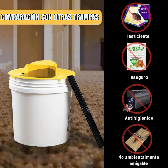 🐭 Trampa para ratones con tapa de cubo: admite hasta 35 ratones